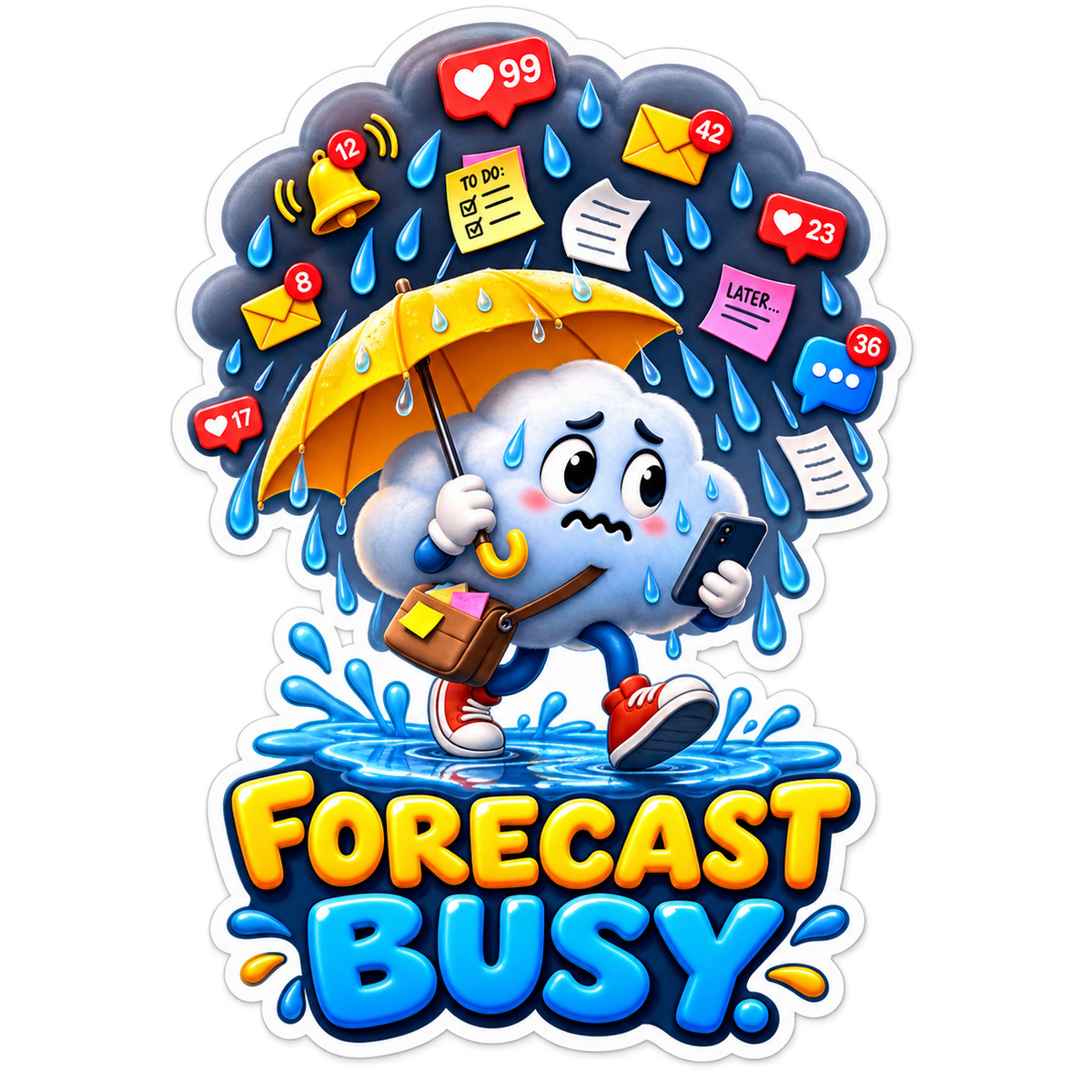 Forecast Busy Cloud under Notifications Vinyl Sticker Decal