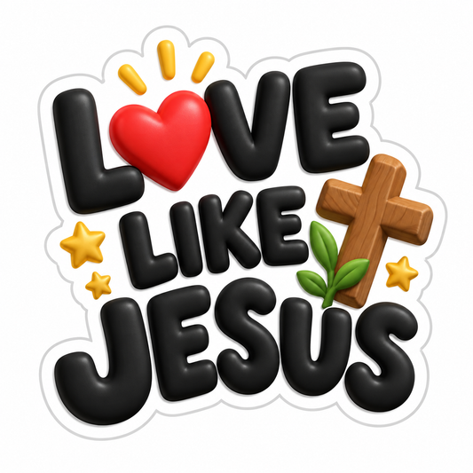 Love Like Jesus Black Words Heart Cross Vinyl Sticker Decal