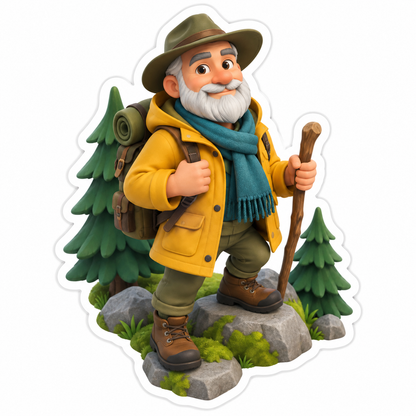 Male Mountain Scout With Silver Beard Vinyl Sticker Decal