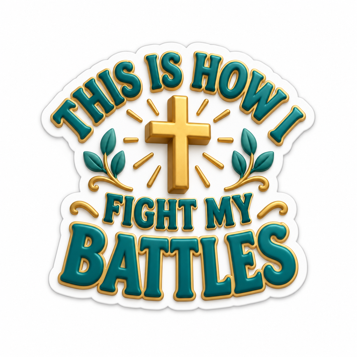 This Is How I Fight My Battles Teal Gold Vinyl Sticker Decal