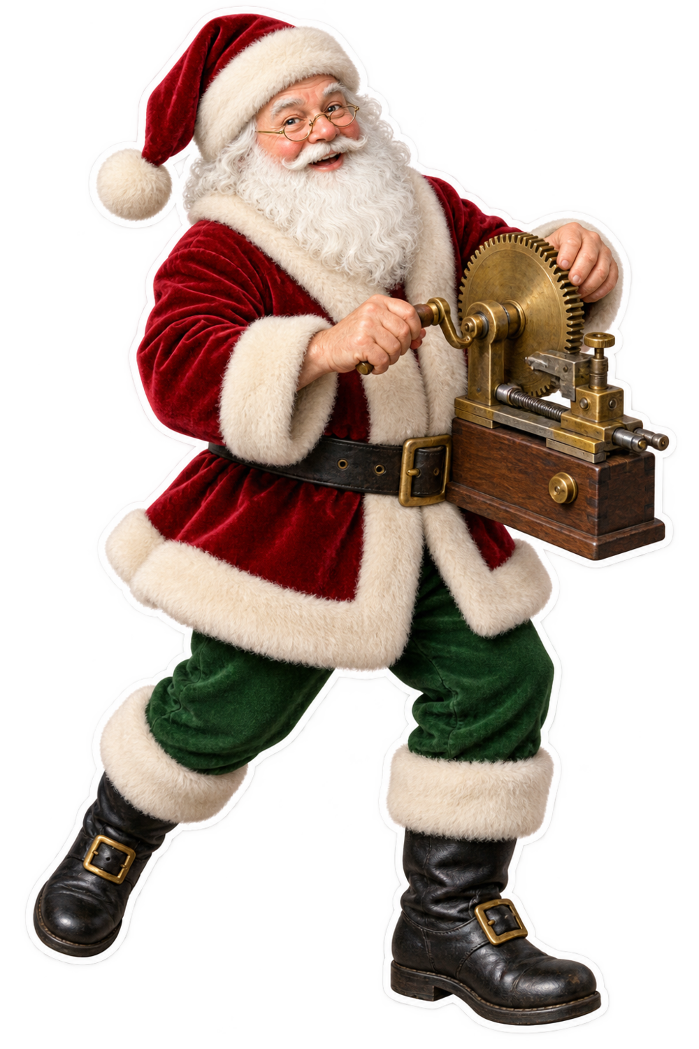 Santa Antique Brass Watchmakers Fusee Cutter Vinyl Sticker Decal