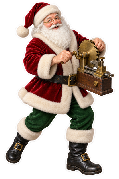 Santa Antique Brass Watchmakers Fusee Cutter Vinyl Sticker Decal