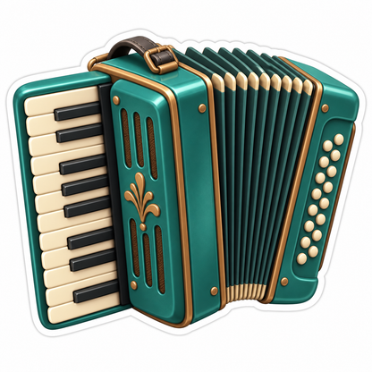 Teal Bronze Accordion With Cream Keys Vinyl Sticker Decal