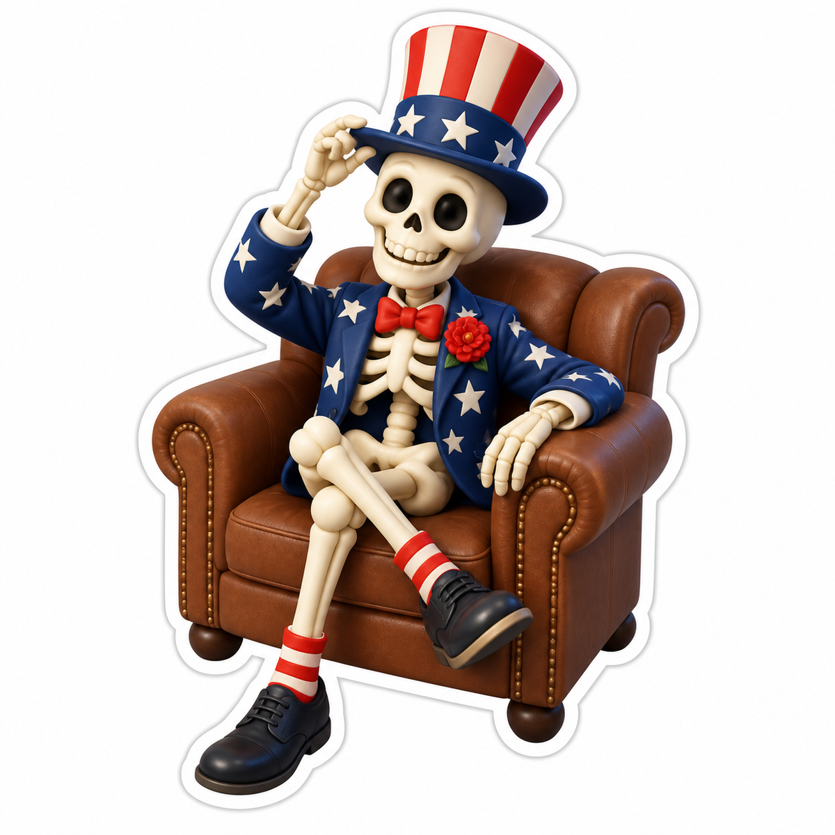 Skeleton Navy Star Jacket Tall Hat Armchair Vinyl Sticker Decal