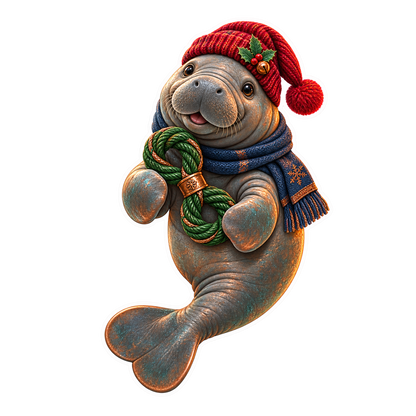 Embossed Copper Manatee Sleigh Rope Knotter Vinyl Sticker Decal