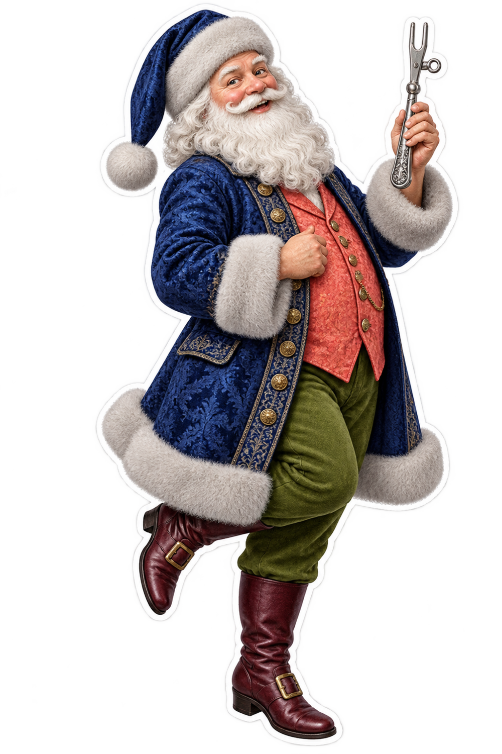 Santa Victorian Silver Shirt Stud Inserter Vinyl Sticker Decal
