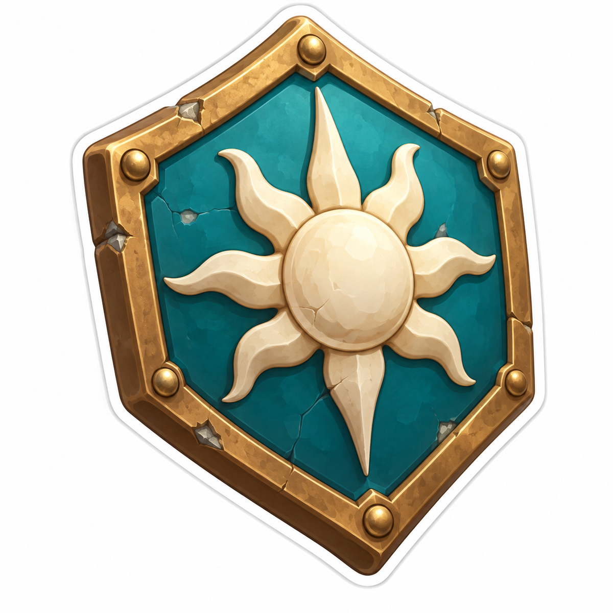 Fantasy Shield, Hexagonal Teal Body Vinyl Sticker Decal