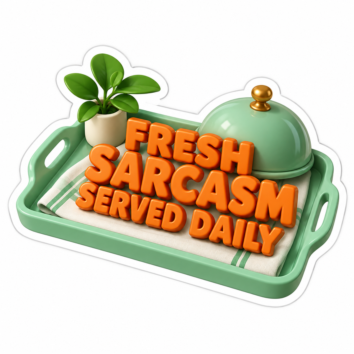 Fresh Sarcasm Served Daily Mint Orange Vinyl Sticker Decal