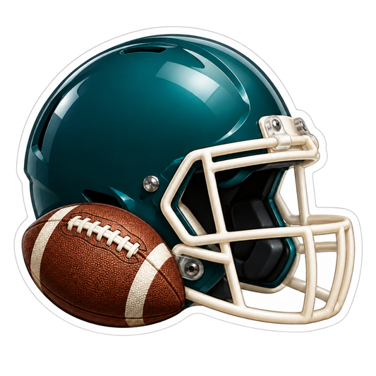 Teal Football Helmet Copper Compass Vinyl Sticker Decal