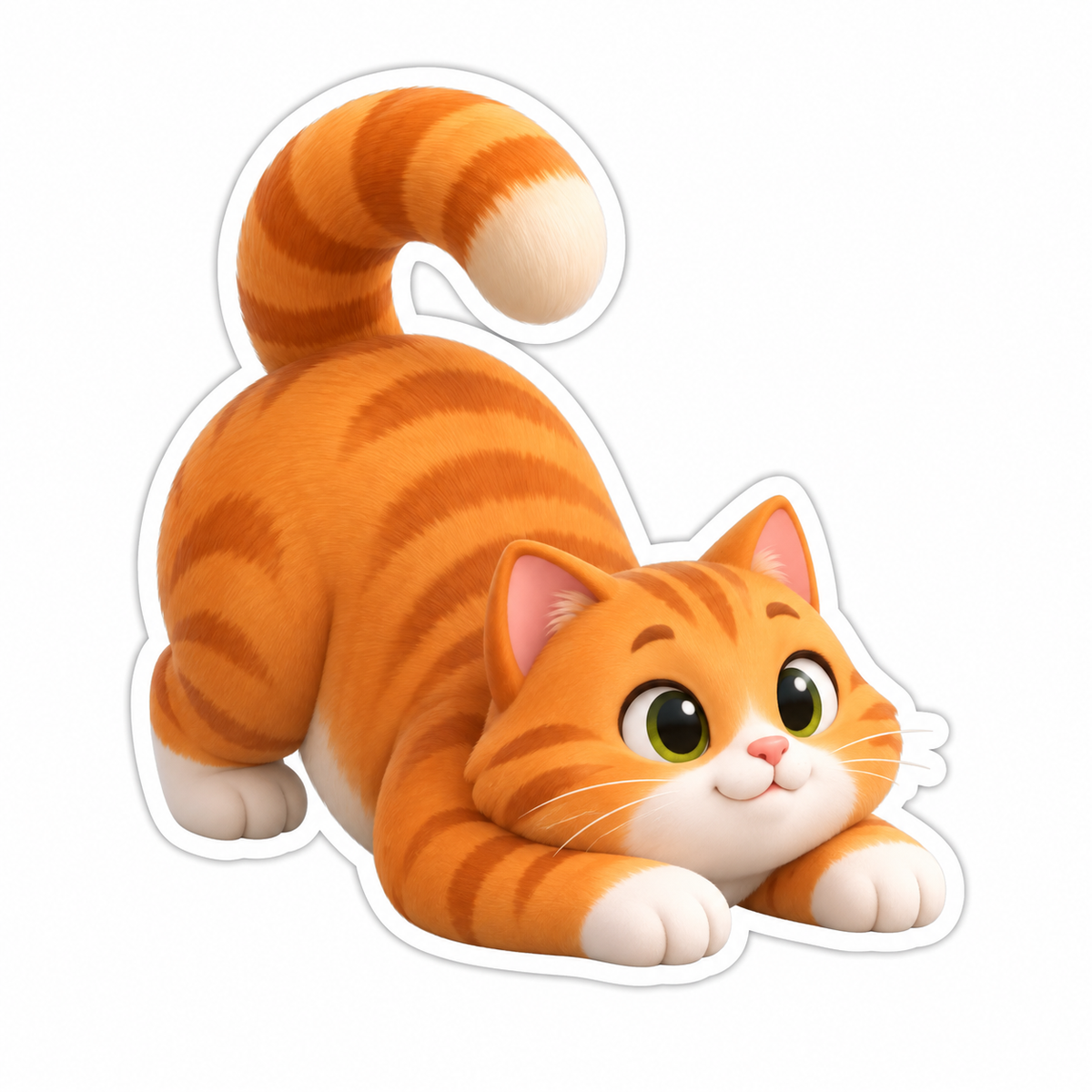 Chubby Orange Tabby Cat Viewed From Behind Vinyl Sticker Decal