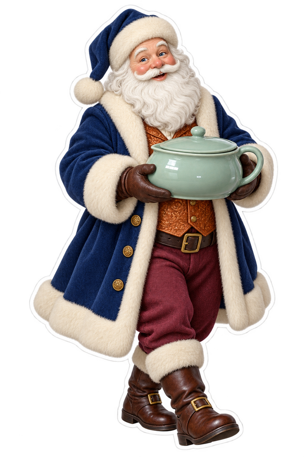 Santa Victorian Glazed Ceramic Bedpan Vinyl Sticker Decal