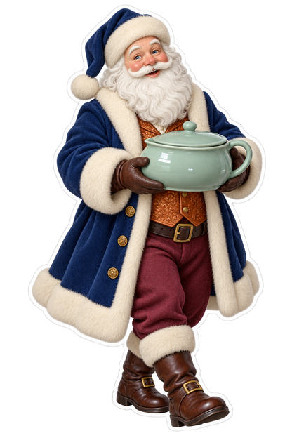 Santa Victorian Glazed Ceramic Bedpan Vinyl Sticker Decal