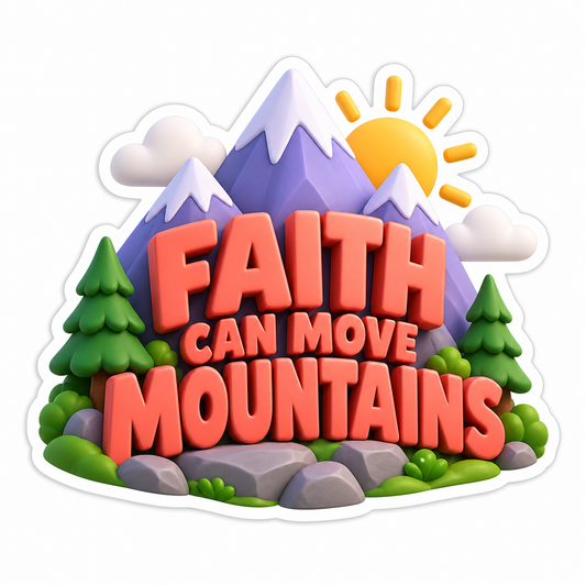 Faith Can Move Mountains Lavender Coral Vinyl Sticker Decal
