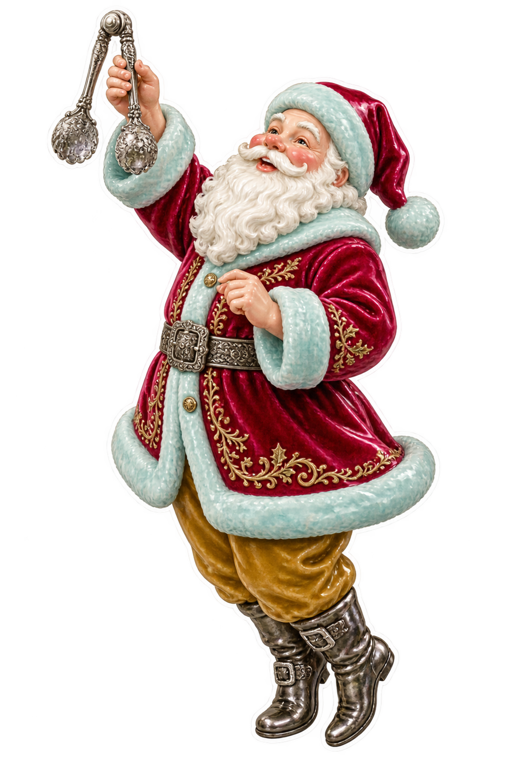 Santa Victorian Silver Sugar Nips Vinyl Sticker Decal