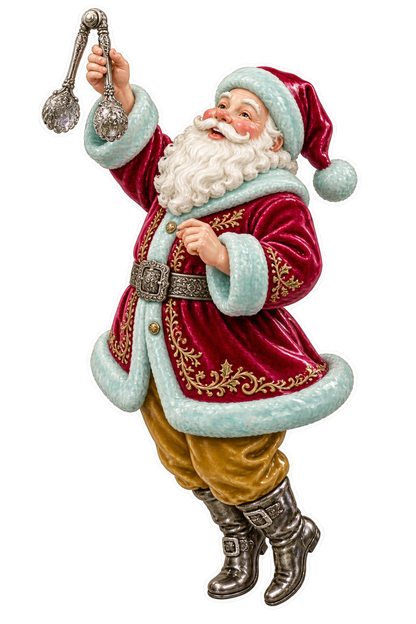 Santa Victorian Silver Sugar Nips Vinyl Sticker Decal