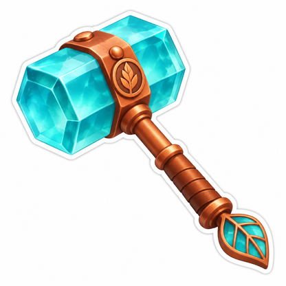 Turquoise Fantasy Mallet Copper Handle Vinyl Sticker Decal