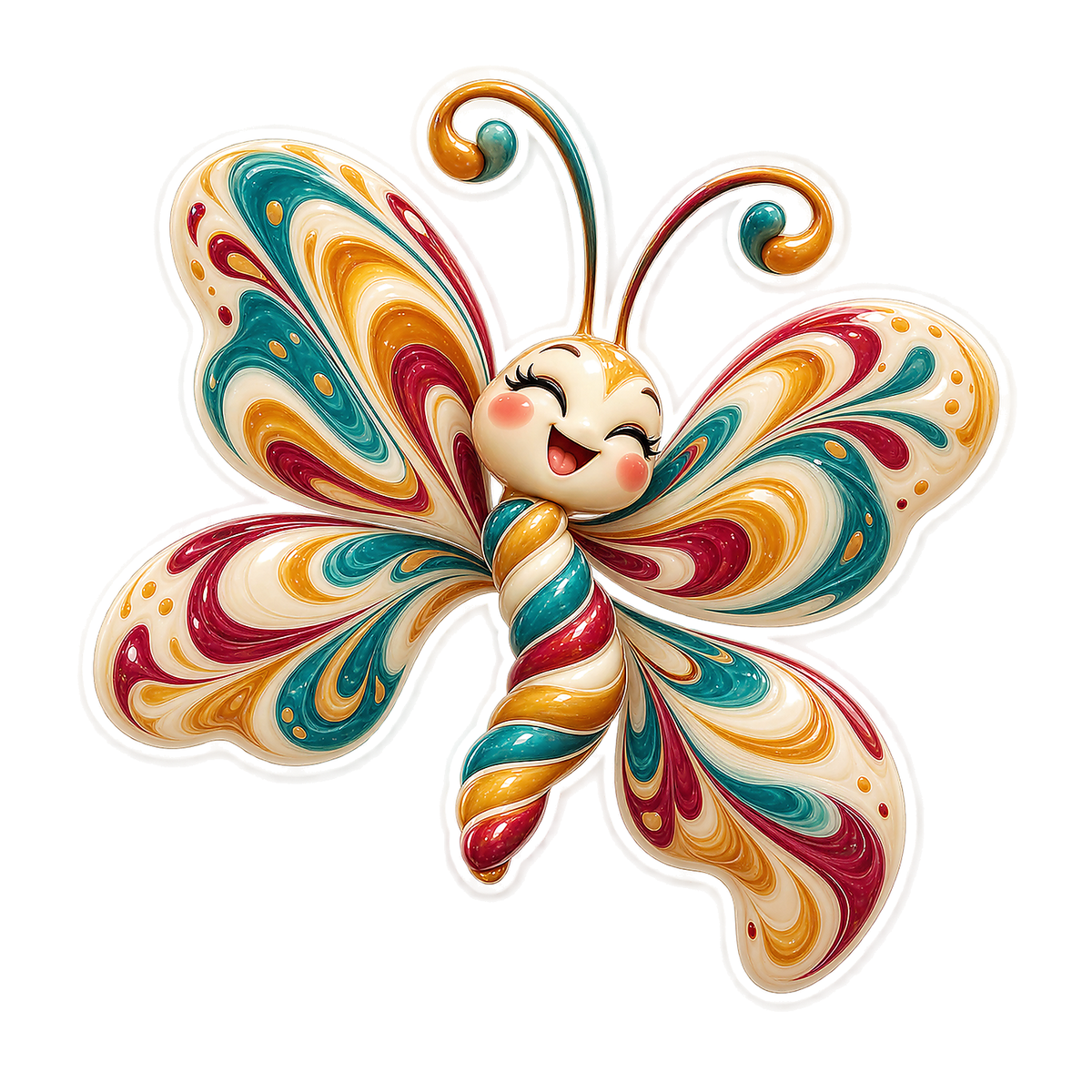 Butterfly Teal Spanish Wave Twirl Vinyl Sticker Decal