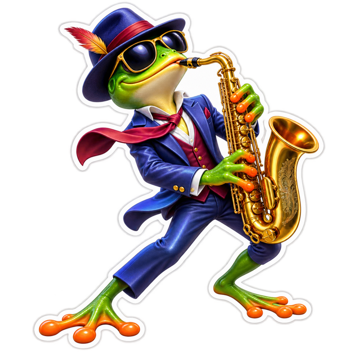Music Saxophone Frog Vinyl Sticker Decal