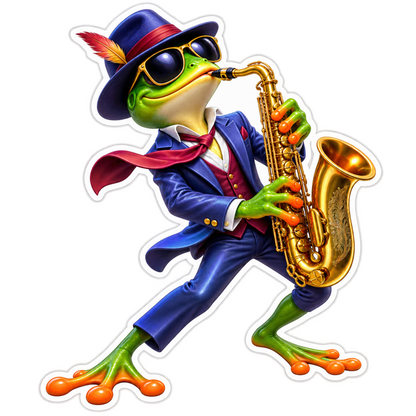Music Saxophone Frog Vinyl Sticker Decal