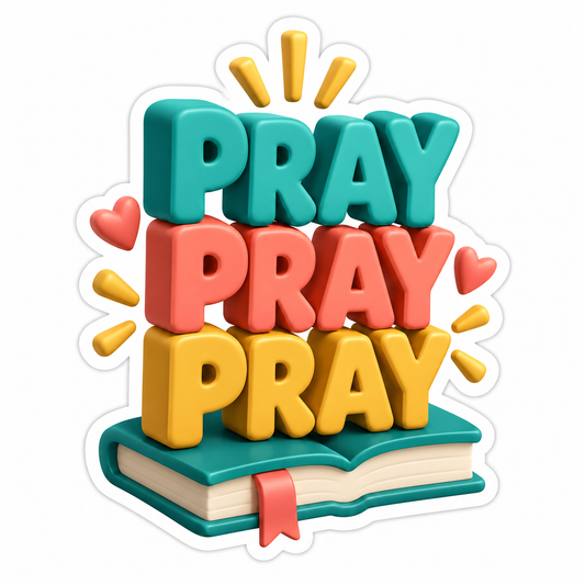 Stacked Prayer Words in Teal Coral and Gold Vinyl Sticker Decal