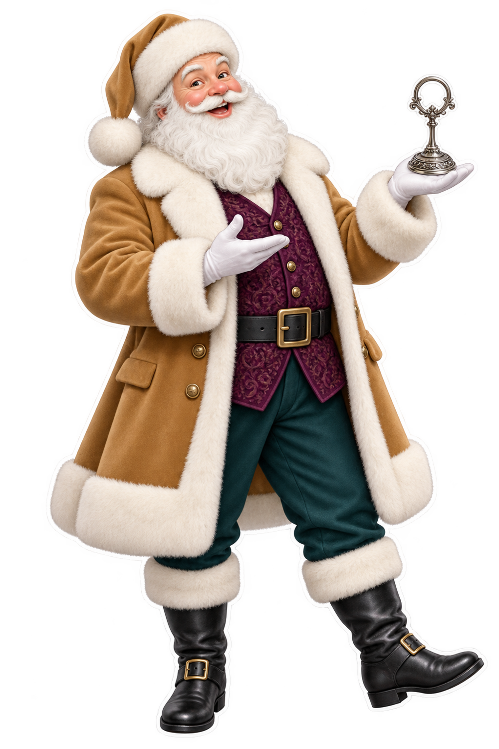 Santa Victorian Silver Menu Holder Vinyl Sticker Decal