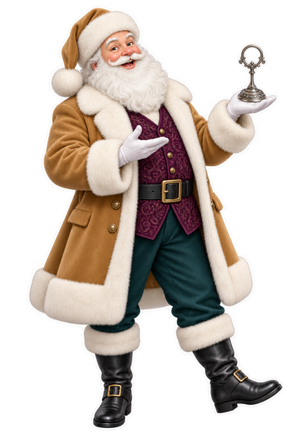 Santa Victorian Silver Menu Holder Vinyl Sticker Decal
