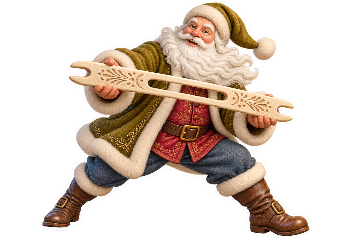 Santa Antique Carved Bone Netting Needle Vinyl Sticker Decal