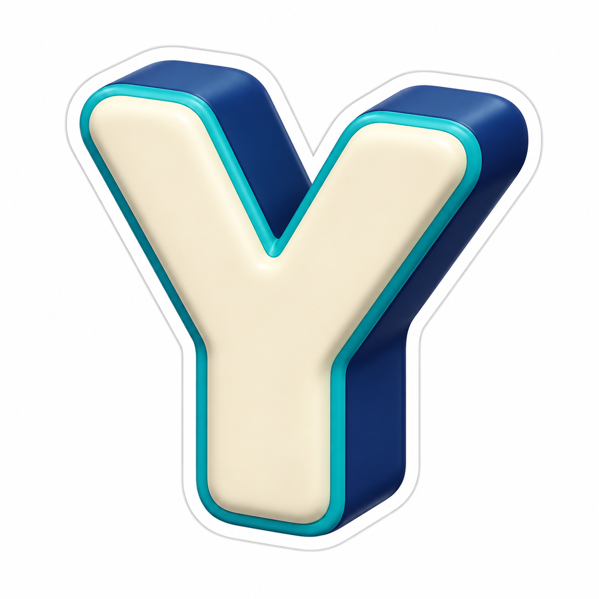 Upright Uppercase Letter Y With Cream Face Vinyl Sticker Decal