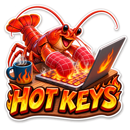 Hot Keys Lobster with Flaming Laptop Vinyl Sticker Decal