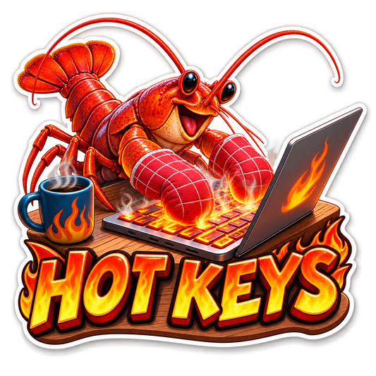 Hot Keys Lobster with Flaming Laptop Vinyl Sticker Decal