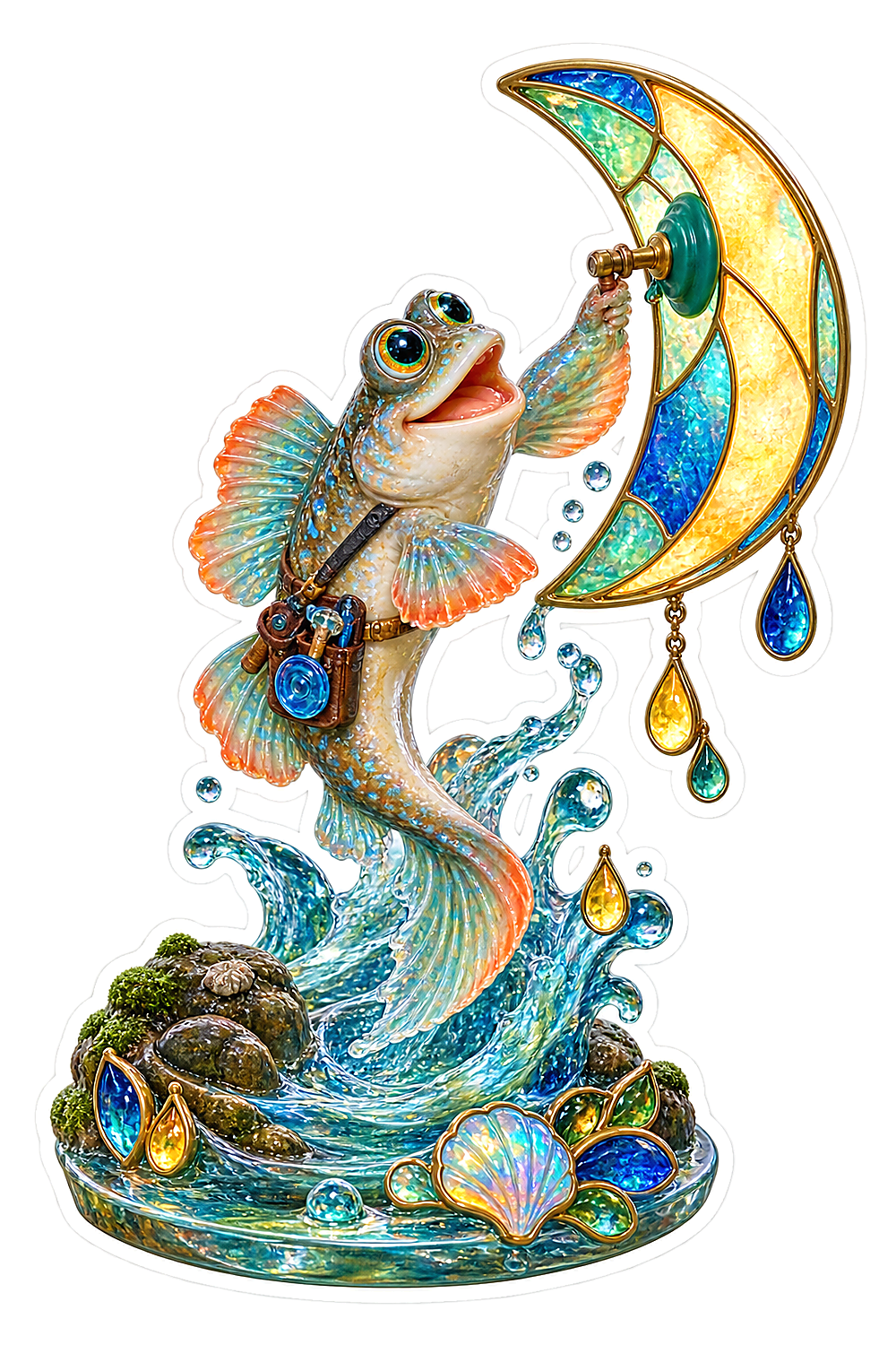Opaline Mudskipper Crescent Window Glazier Vinyl Sticker Decal