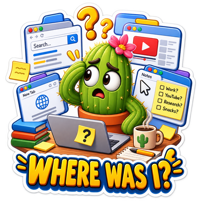 Where Was I Cactus among Open Windows Vinyl Sticker Decal