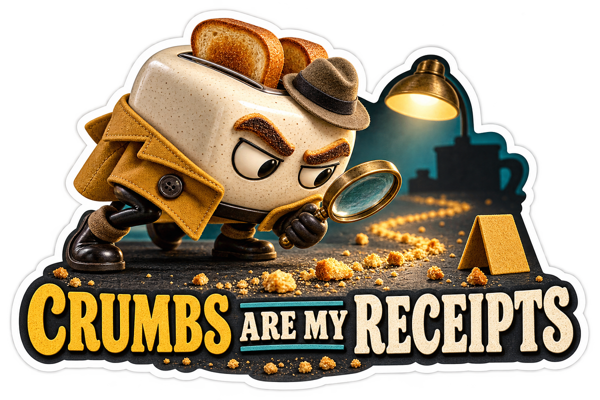 Crumbs Are My Receipts Toaster Detective Vinyl Sticker Decal