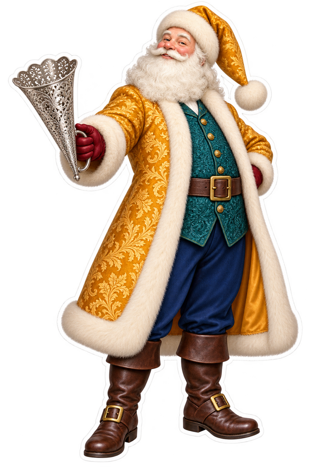Santa Victorian Silver Tussie Mussie Holder Vinyl Sticker Decal