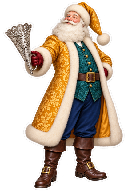 Santa Victorian Silver Tussie Mussie Holder Vinyl Sticker Decal