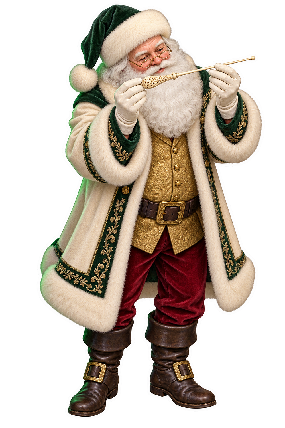 Santa Antique Carved Bone Lace Bobbin Pricker Vinyl Sticker Decal