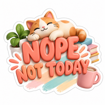 Nope Not Today Cream Coral Vinyl Sticker Decal