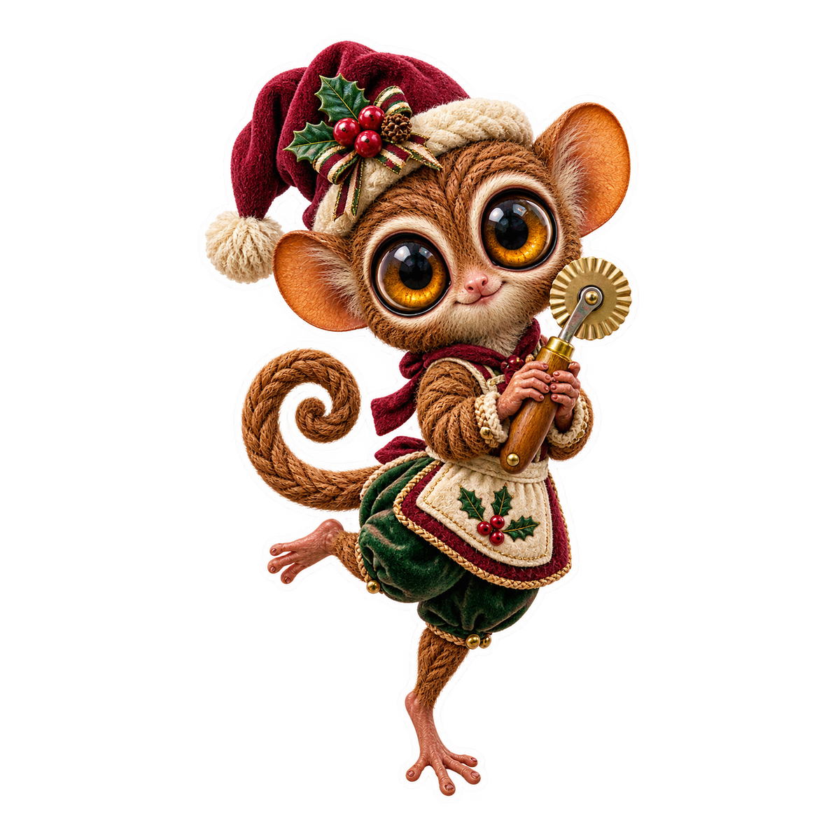Coconut Coir Tarsier Advent Cookie Wheel Vinyl Sticker Decal