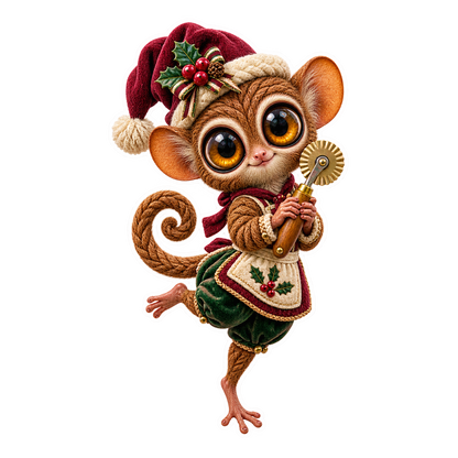 Coconut Coir Tarsier Advent Cookie Wheel Vinyl Sticker Decal