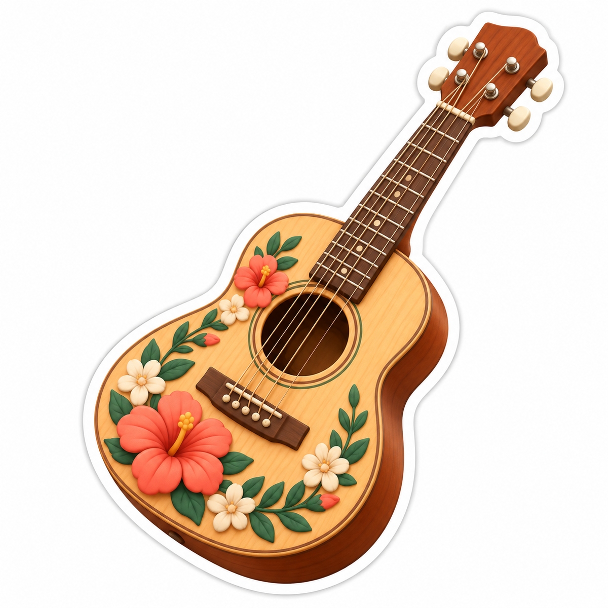 Wooden Acoustic Guitar Vinyl Sticker Decal