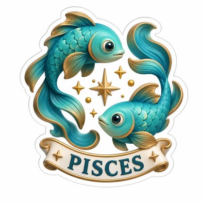 Pisces Turquoise Vinyl Sticker Decal