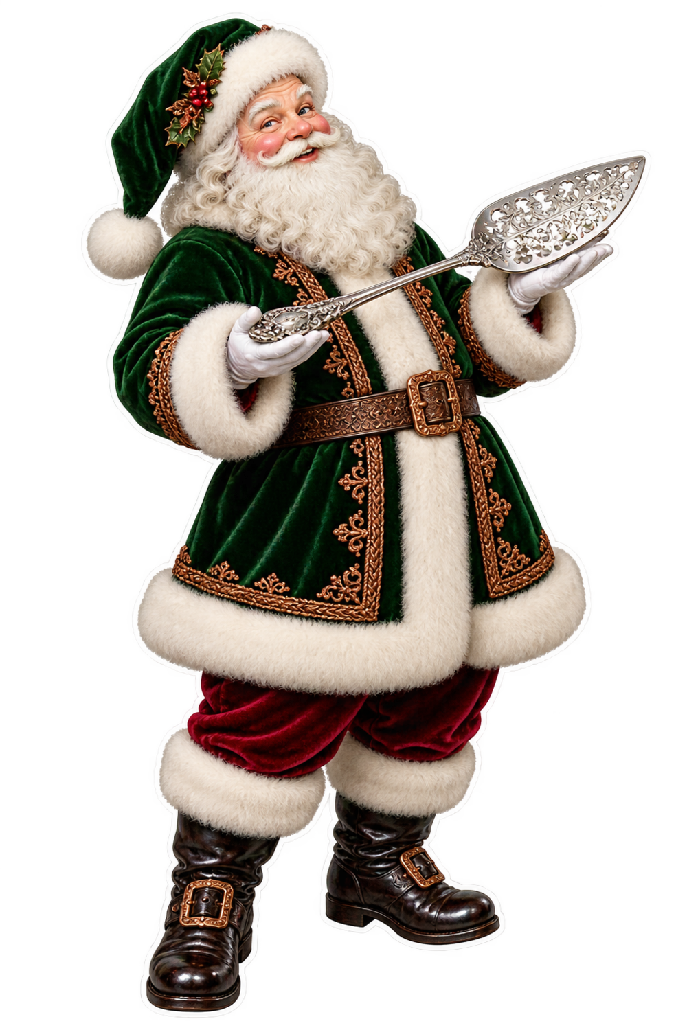 Santa Victorian Silver Jelly Server Vinyl Sticker Decal