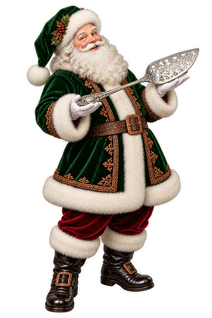 Santa Victorian Silver Jelly Server Vinyl Sticker Decal