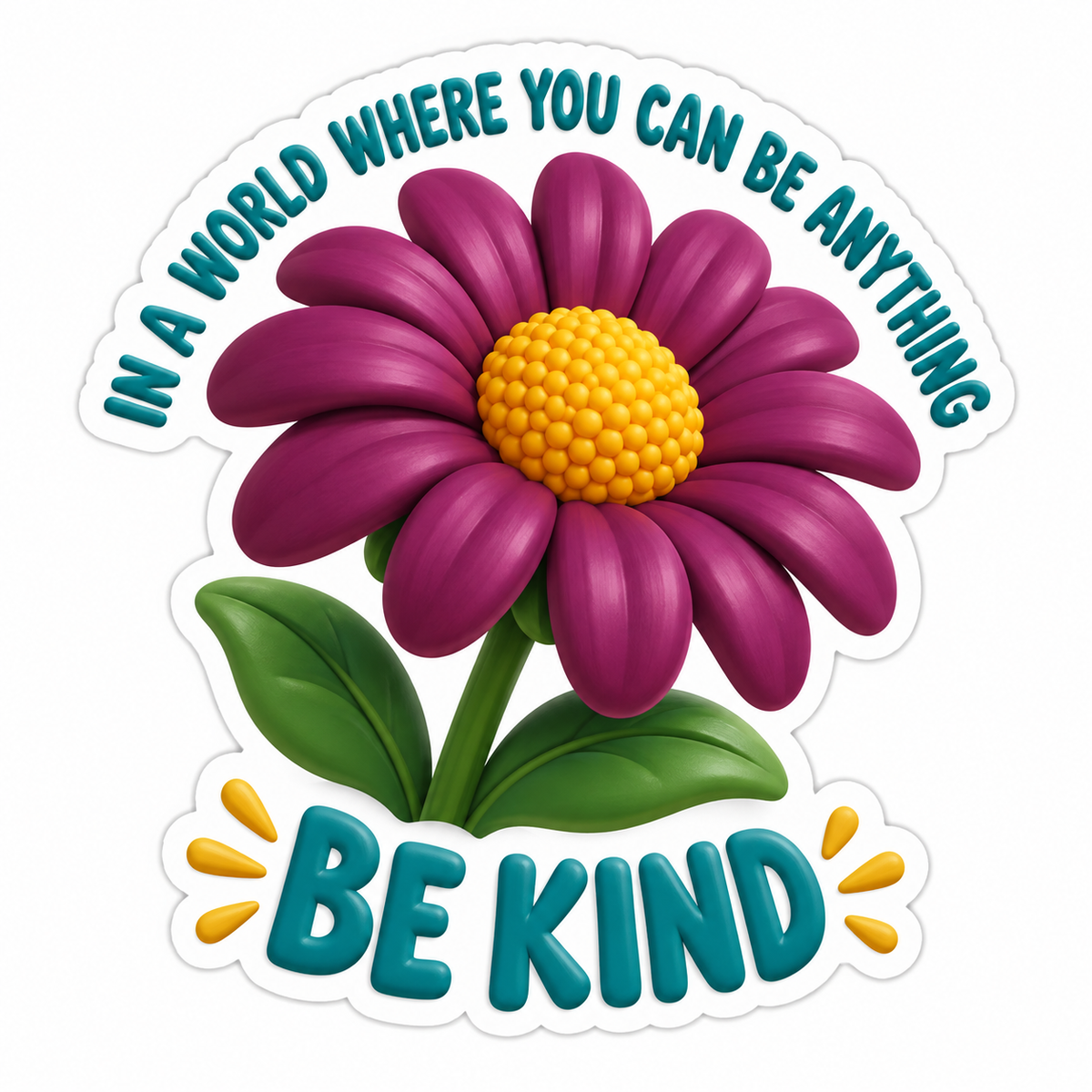 Plum Gold Daisy Quote Vinyl Sticker Decal