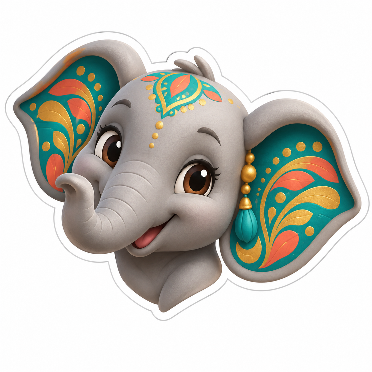 Elephant Head In Gray Vinyl Sticker Decal