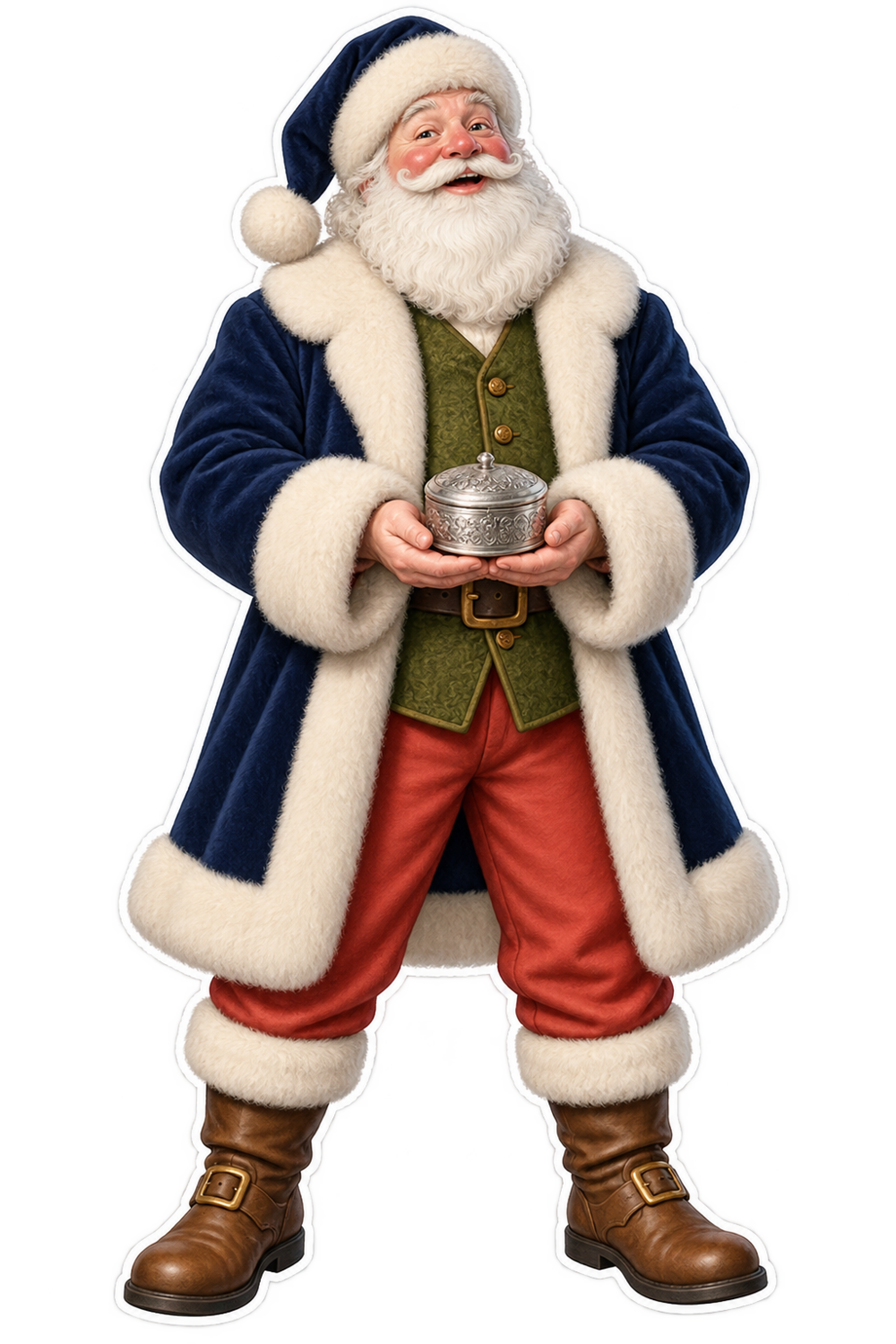 Santa Victorian Silver Collar Stud Box Vinyl Sticker Decal