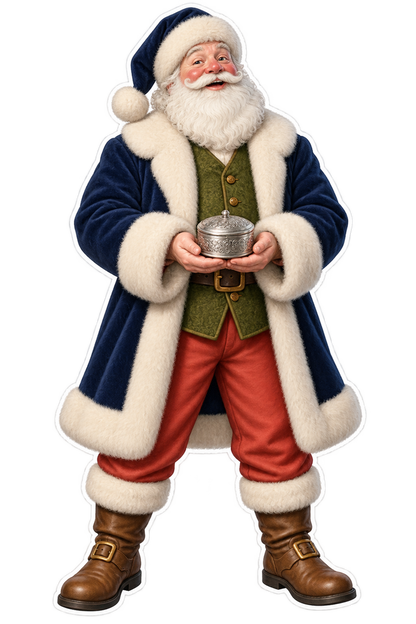 Santa Victorian Silver Collar Stud Box Vinyl Sticker Decal