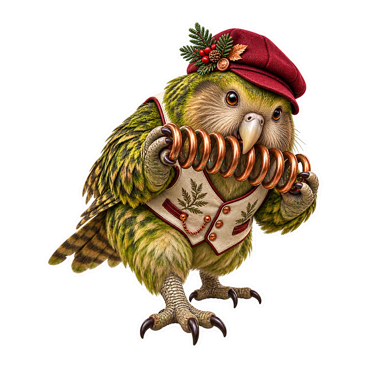 Coiled Copper Kakapo Advent Spring Tester Vinyl Sticker Decal