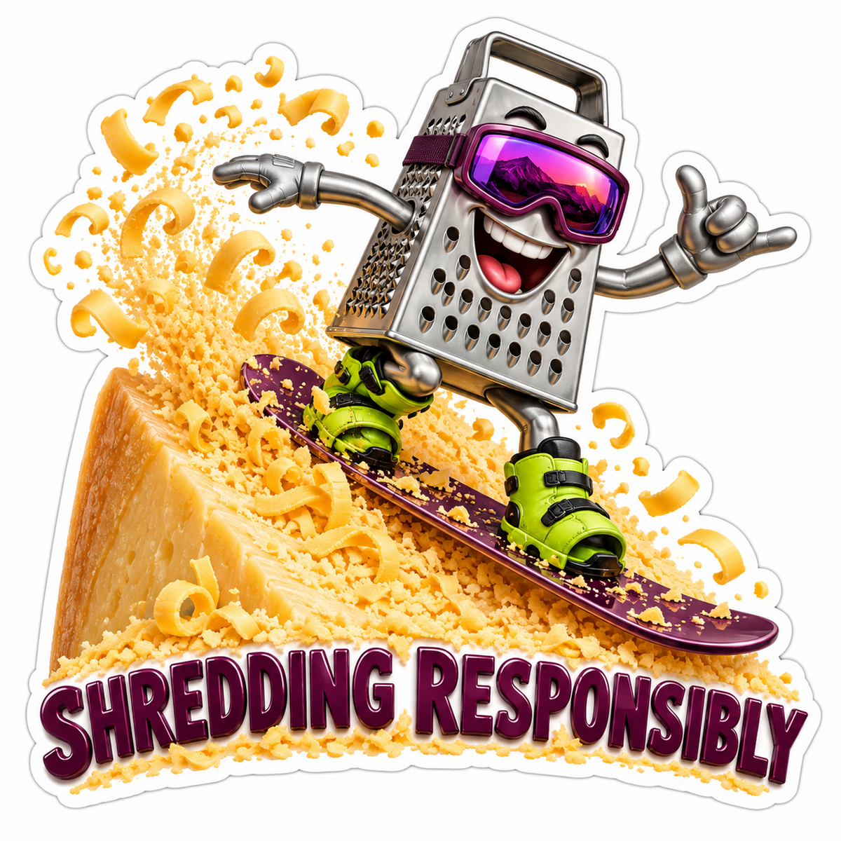 Shredding Responsibly Cheese Grater Vinyl Sticker Decal
