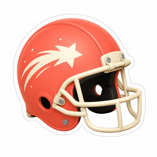 Coral Football Helmet Shooting Star Vinyl Sticker Decal